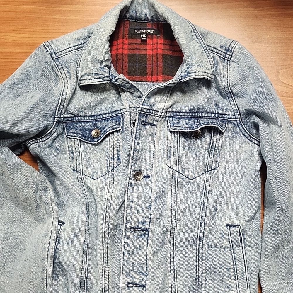 BlackHeart ACID WASH PLAID Partially LINED TRUCKER JACKET SIZE M